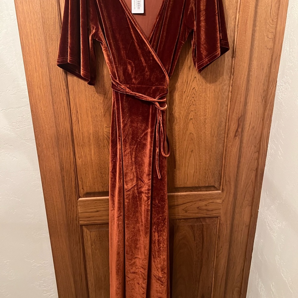 Baltic Born Rust Velvet Wrap Maxi Dress - Picture 2 of 9